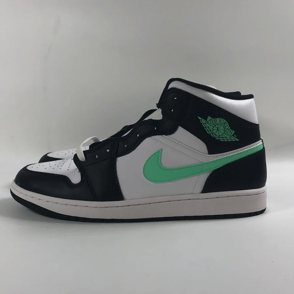 Nike Air Jordan 1 Mid Green Glow White Black Shoes DQ8426-103 Men's no box - Picture 2 of 4